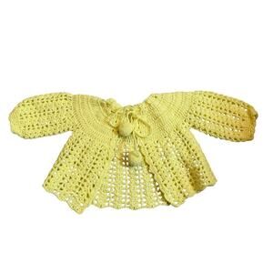 Vintage handmade crochet baby girl cardigan sweater size 3 months